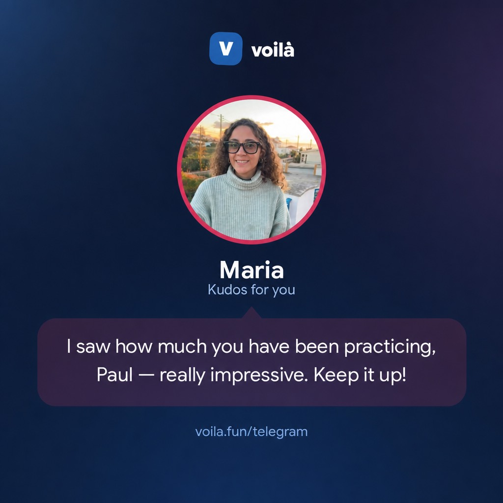 A card sent in the chat showing a tutor's photo, her name Maria, and a short note of encouragement she wrote to her student